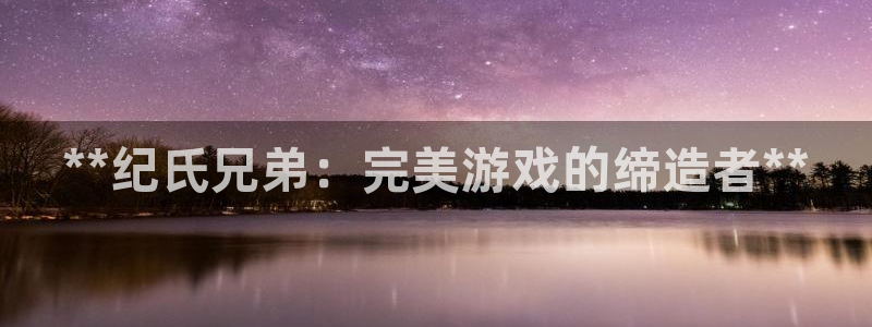 门徒娱乐注册登录地址怎么填：**纪氏兄弟：完美游戏的缔造者**